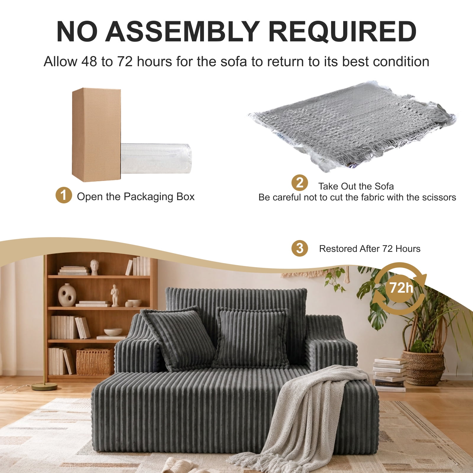 47" Wide Oversized Single Chaise Lounge Chair, 67'' Sleeper Sofa Bed with Cup Holders & 3 Pillows