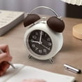 thumbnail image 1 of Réveil Analogique Sans Tic-Tac avec Lumière - Éclairage LED - Rond - Design Rétro - Alarme Cloche - Noir avec Tableau Blanc - Sonnerie Forte pour Dormeurs Profonds - Facile à Utiliser, 1 of 6