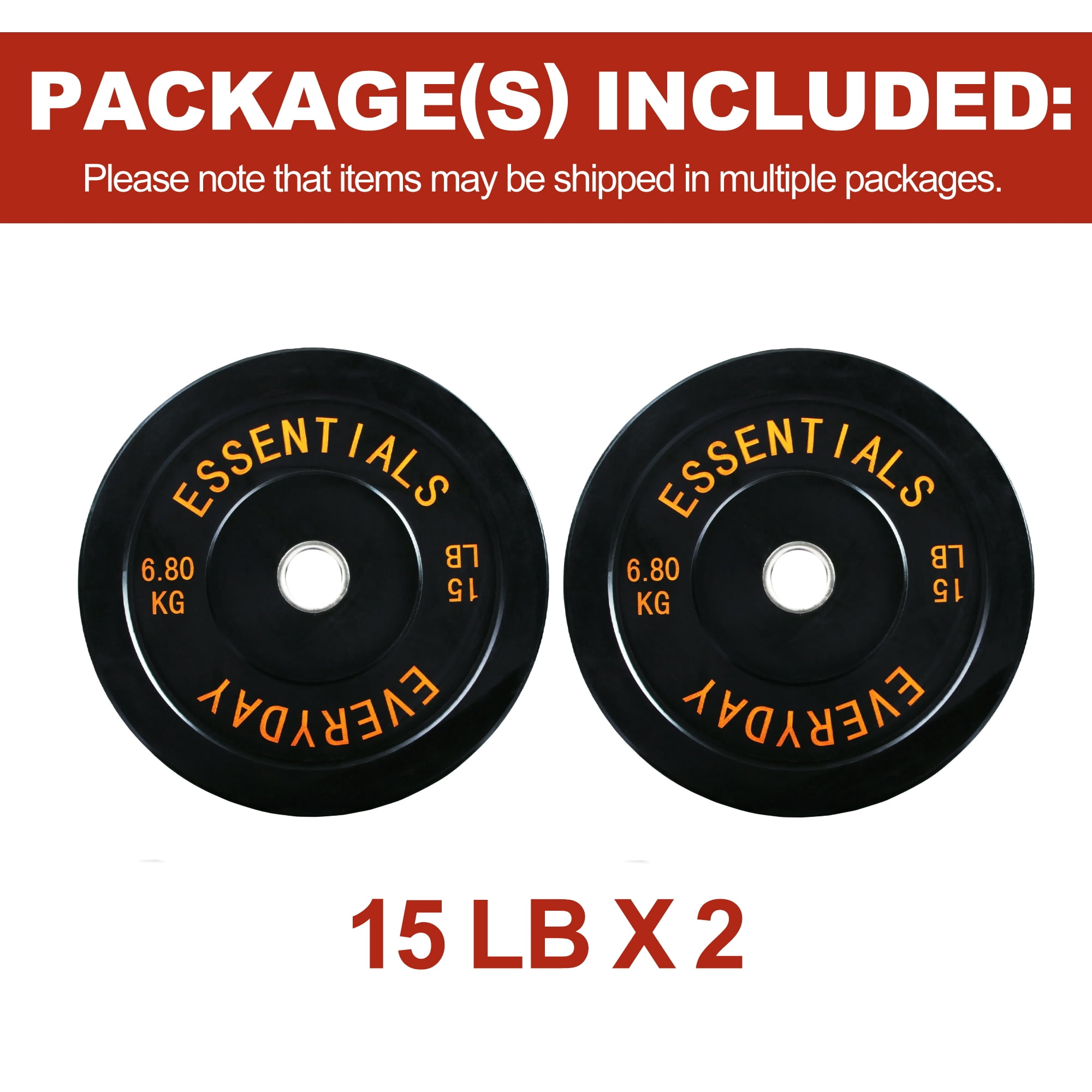 FlexWave 2-Inch Olympic Bumper Weight Plate，with Steel Hub, Black, Multiple Sizes，Single & Pair, for Strength Training & Home Gym