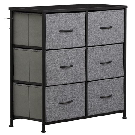 ZENSTYLE Dresser Storage Tower with 6 Drawers Metal Frame Fabric Dresser Chests Organizer Unit, Gray