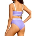 thumbnail image 2 of MOSHU High Waisted Womens Bikini Sets Sporty Two Piece Swimsuits for Women Color Block High Cut Bathing Suits, 2 of 6