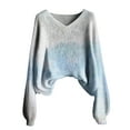 thumbnail image 5 of Women's Lightweight Gradient Knit Sweater, Thin V-Neck Retro Long Sleeve Top, Loose Fit Casual Pullover for Spring and Fall, Breathable Comfortable Daily Wear, Christmas Party Fashion Top White S, 5 of 5