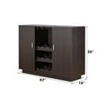 thumbnail image 3 of Gzxs Vintage Wine Bar Cabinet w/2 Door, Kitchen Coffee Bar Station w/ Wine & Glass Rack, Adjustable Shelves, Rustic Buffet Sideboard for Dining Room, 47"L x 16"W x 35"H, Espresso, 3 of 6