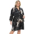 thumbnail image 3 of GFDYREE Women's Plus Size Satin Robes Plus Size Silky Kimonos Robes Sleepwear,Short, 3 of 6