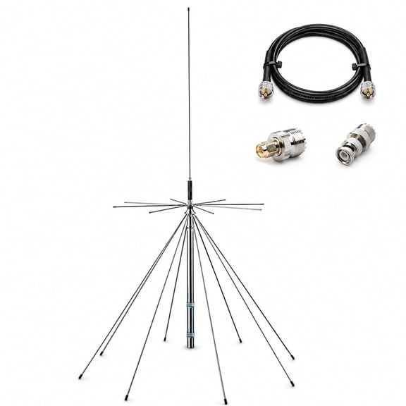 Scanner Antenna/Diamond Discone Antenna/GMRS Antenna with 10meter Cable PL-259 SMA, 25~1300 MHz Reception Range