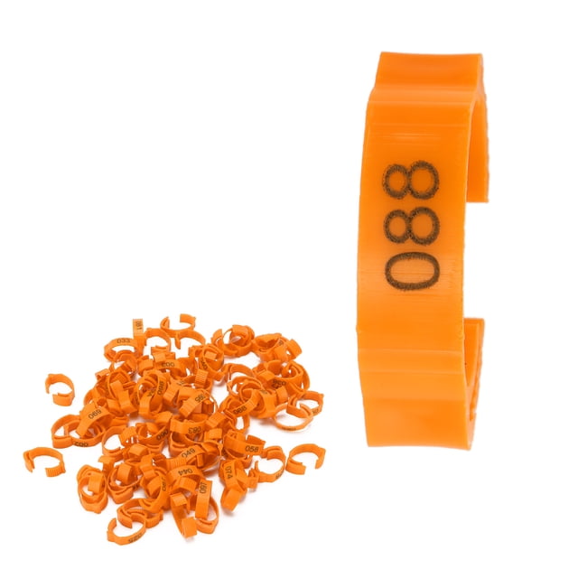 Anillos de identificación para patas Bling Bling 100 piezas Anillos para patas de aves de corral naranja