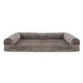thumbnail image 2 of FurHaven Pet Products Faux Fur & Velvet Cooling Gel Memory Foam Sofa-Style Pet Bed for Dogs & Cats - Driftwood Brown, Jumbo, 2 of 13