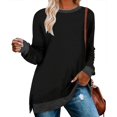 thumbnail image 1 of Sudadera WELINCO para mujer, cuello redondo, color block, color negro, talla L, 1 of 1