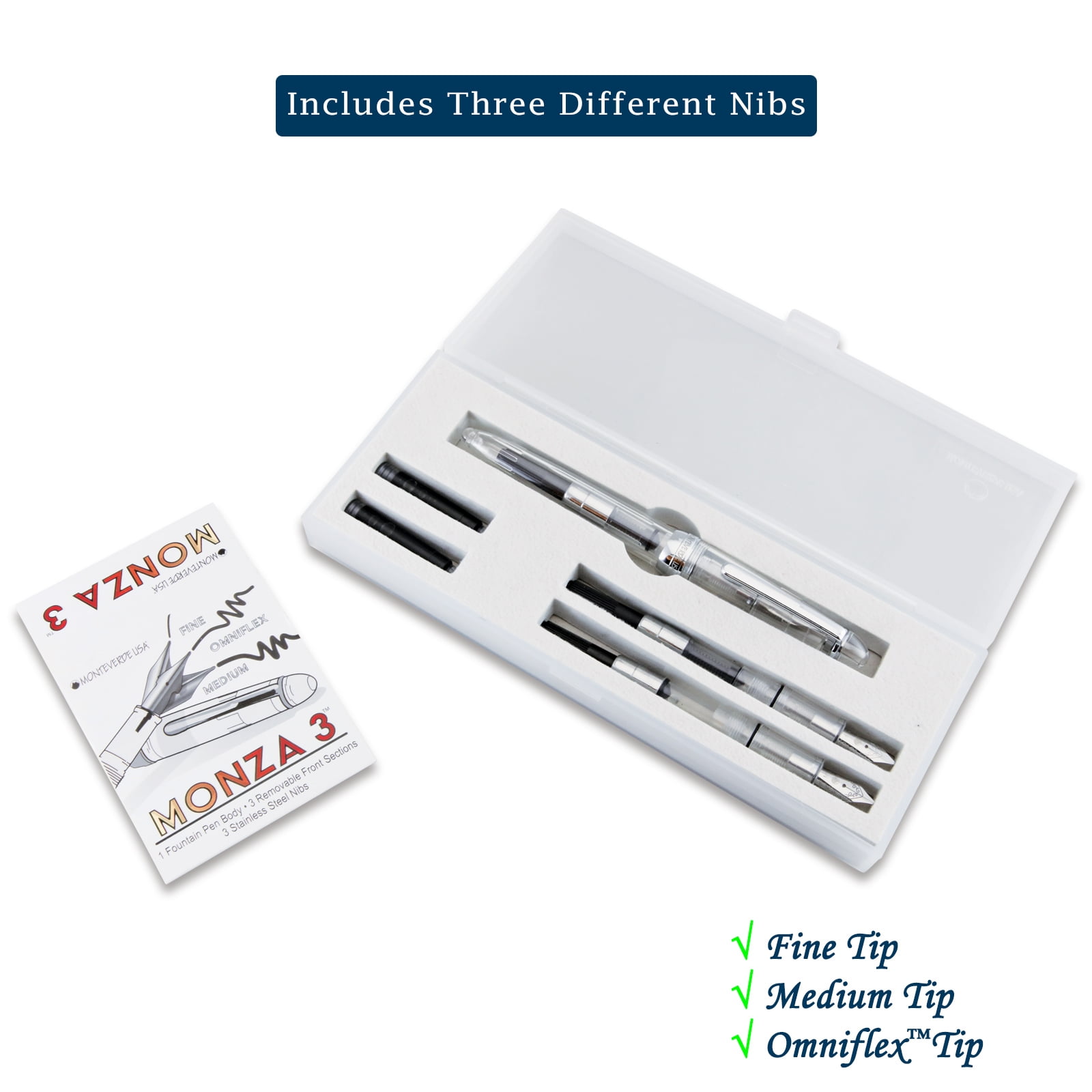 Monteverde Monza 3 Set Crystal Clear Fountain Pen - Clear