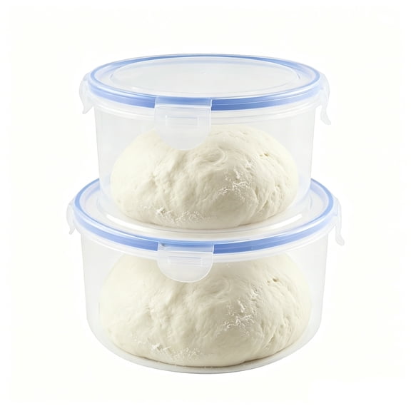 Brabtod 2-Pack Round Airtight Plastic Food Storage Containers with Lids, BPA-Free Meal Boxes for Fruits, Vegetables, Leftovers, Snacks, Kitchen Storage & Dough Proofing, Microwave & Dishwasher Safe
