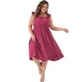 thumbnail image 3 of DARING DIVA Plus Size Ruffle Cap Sleeve Shirred Waist A Line Dress 3X Hot Pink, 3 of 6