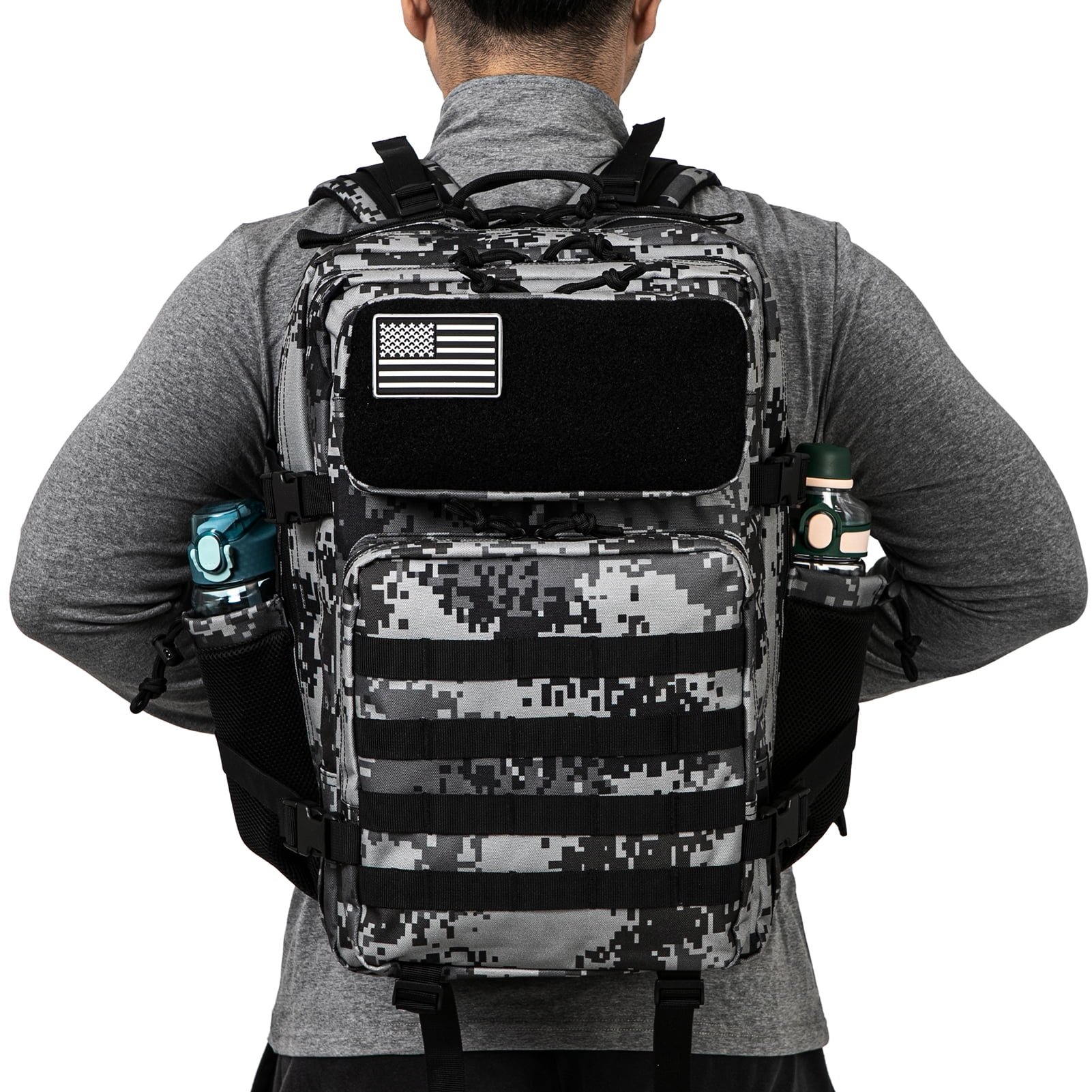 QT&QY 45L Outdoor Hiking Backpack for Men Molle Daypack 3 Day Gym Travel Rucksack with Bottle Holder