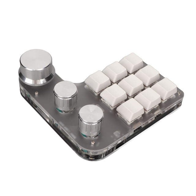 Programming Macro Keypad, 9 Keys Mechanical Gaming Keyboard with 3 Knobs, RGB Backlit One Handed Macro Custom Keypad for Computer Gaming Software