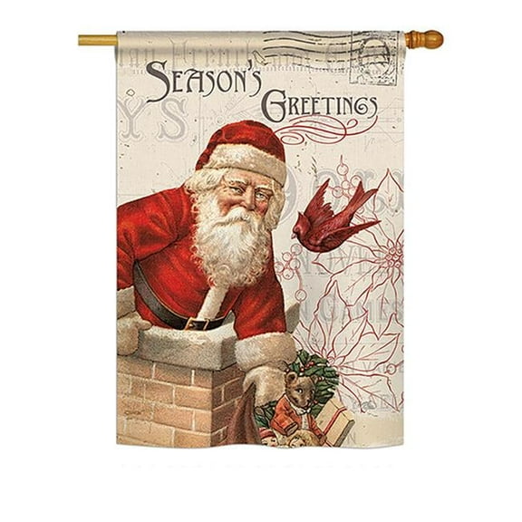 Breeze Decor BD-XM-H-114194-IP-BO-DS02-US Antique Santa Holiday Winter - Seasonal Christmas Impressions Decorative Vertical House Flag - 28 x 40 in.