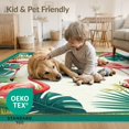thumbnail image 4 of ODIKA 6'x9' Washable Area Rug Easy Care, Non-Shedding, Flamingo Summer Welcome With Tropical Foliage And Repeating Border for Queen Size Bedroom Under Bed Master Suite, 4 of 7