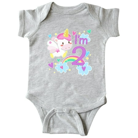 

Inktastic I m Two- cute unicorn birthday Gift Baby Boy or Baby Girl Bodysuit