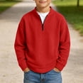 thumbnail image 2 of Falkdiz Long Sleeve Sweatshirts for Boys Waffle Outdoor Pullover 1/4 Zipper Winter Casual Gifts Hoilday Boys Tops Henley , Red , Size: 5-6 Years, 2 of 9