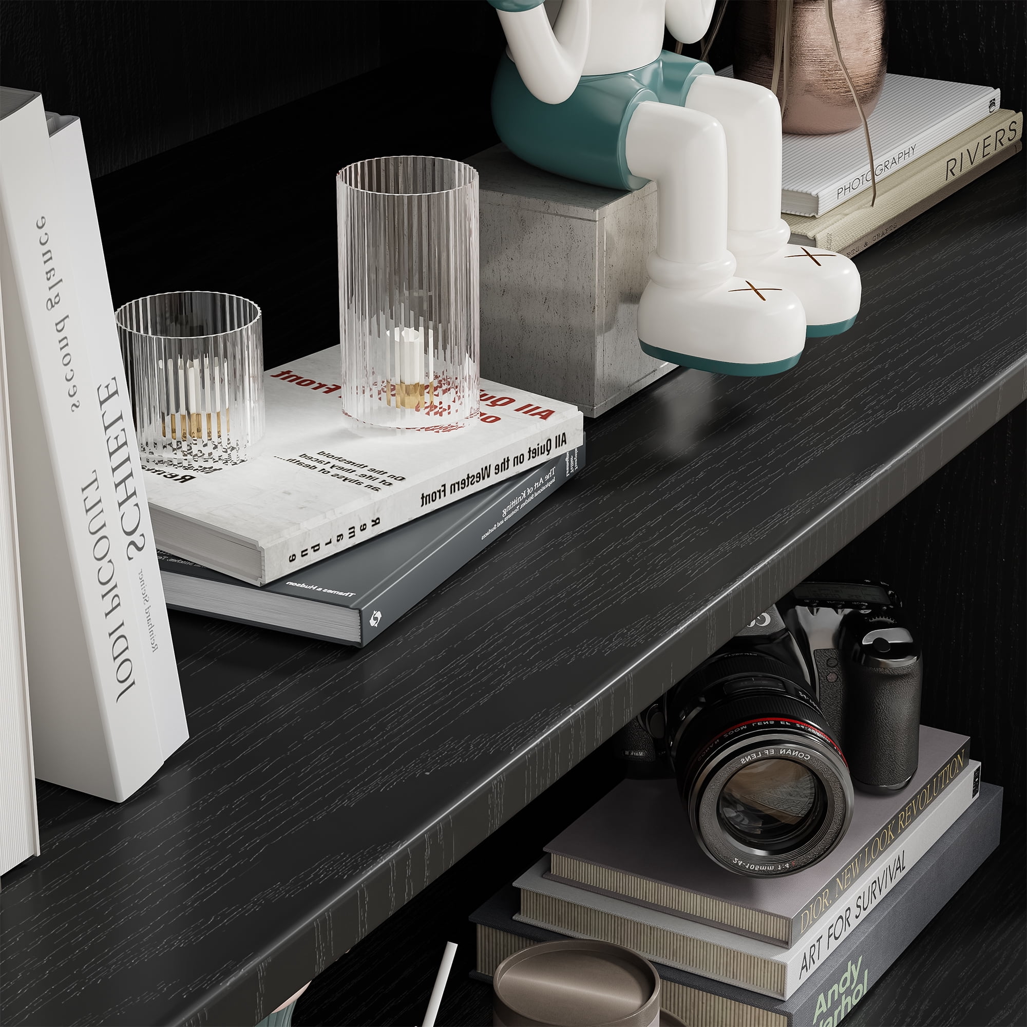 MAYEERTY 3-Shelf 16*31*41"Black Wood Grain Bookcase with Adjustable Shelves, Durable Storage for Home or Office