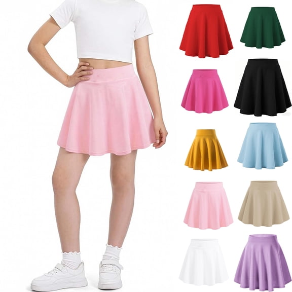 XINXIAOO Kids Girls Pleated Skirt Skirt School A-Line Flowy Outfit Girls Pink Skirts Size 3-4 Years