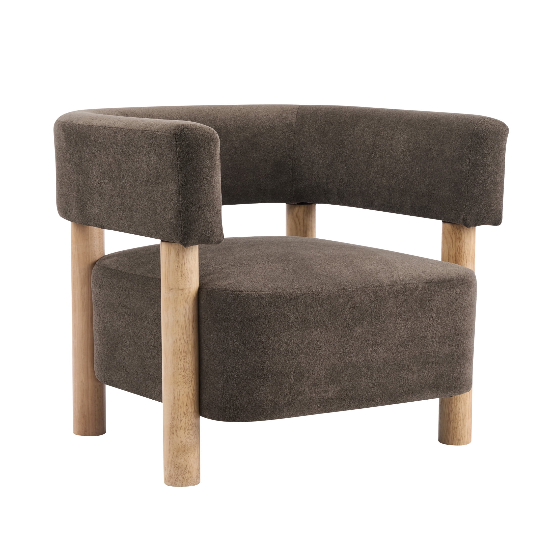 Christopher Knight Home Modern Boucle Upholstered Accent Chair, Lounge Chair with Solid Wood Legs, Dark Brown