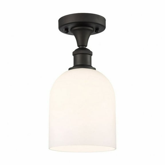516-1C-OB-G558-6GWH Innovations Lighting Bella - 1 Light Semi-Flush Mount In Industrial Style-10.75 Inches Tall and 5.5 Inches Wide-Oil Rubbed Bronze