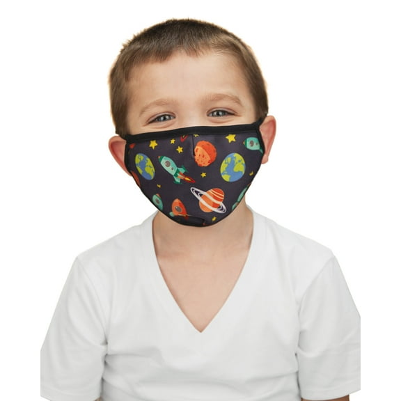 MeMoi Rocket Ships Kids Unisex Face Covering, One Size, Midnight Navy