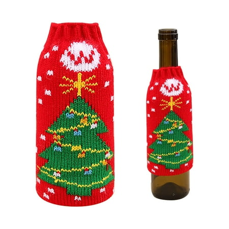 

NEGJ Christmas Household Supplies Knitted Christmas Bottle Covers Christmas Bottle Deco