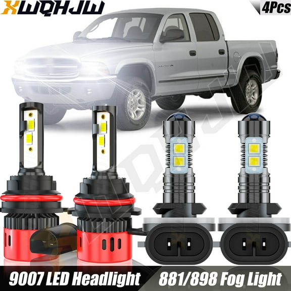 For Dodge Dakota 2001-2002 Combo 9007 LED Headlights   881/898 Fog Light Bulbs Kit Pack of 4