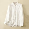thumbnail image 2 of ATOYSOY Women's Turn Down Collar Pleated Tops Fall Loose Cotton Lined Shirts Casual Trendy Button Sewatshirts Long Sleeve Blouses Spring Pullovers Workout White XL, 2 of 6