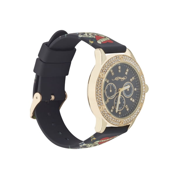 Ed Hardy Ladies Black Silicone Strap Matte Black Analogue  display picture 2