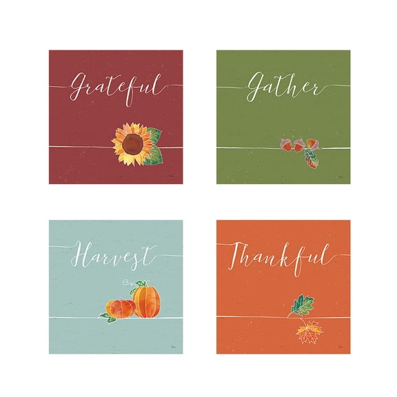 Great Art Now Underlined Fall Color by Veronique Charron 4 Piece Print Art Set Each 12W x 12H
