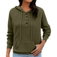 thumbnail image 4 of ManxiVoo Ladies Slim Fit Button Detail Hooded Sweatshirt for Autumn and Winter Comfort Wear L Size Green, 4 of 9