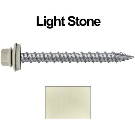 

Jake Sales Brand Metal 10 x 2 Metal Roofing Screws ~250 Screws - Hex Head - Typ 17 Tip - EPDM washer - LIGHT STONE