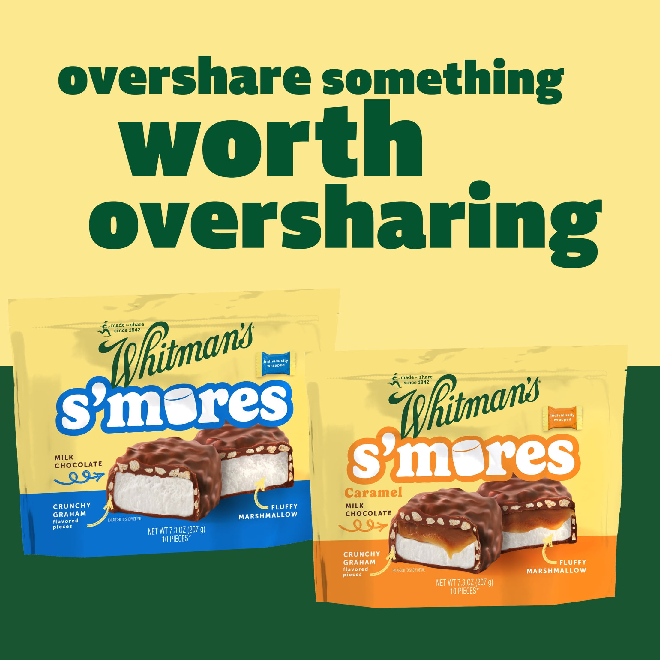Whitman's S'mores Caramel Milk Chocolate Candy, Bag 7.3. oz (10 pieces)