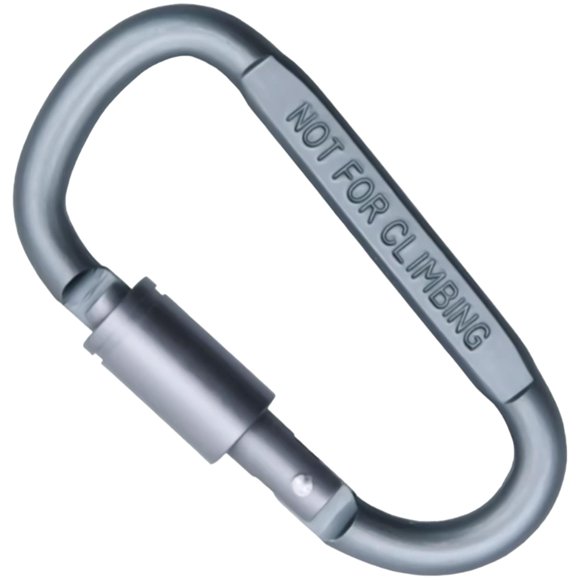 Mosquetones GripLock 1Pza 150kg Forma D Bloqueo Automático Roscado Gris Aleación de Aluminio.