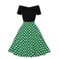 thumbnail image 3 of WILLBEST Vestido De Verano Para Mujer, Estilo Vintage, Con Hombros Descubiertos Y Lunares, Corte En A, Largo Hasta La Rodilla, Vestido De Verano, 3 of 3