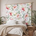 thumbnail image 3 of Pink Floral Tapestry for Bedroom Wall Hanging Tapestry, Spring Pastoral Botanical Leaves Wooden Ceiling Backdrop Tapestries Poster Blanket Wall Decor for Teens Room Living Room Dorm 59" x 90", 3 of 8