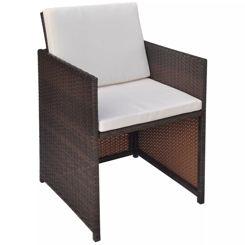Kepooman 11 Pcs Patio Rattan Dining Table Sets with Glass Table for Outdoor Garden, Brown