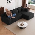 thumbnail image 4 of Lunale 95" L-Shaped Modular Sectional Sofa, No Assembly Required, Boneless Corduroy Cloud Couch for Living Room, Black(Right Facing Chaise), 4 of 7
