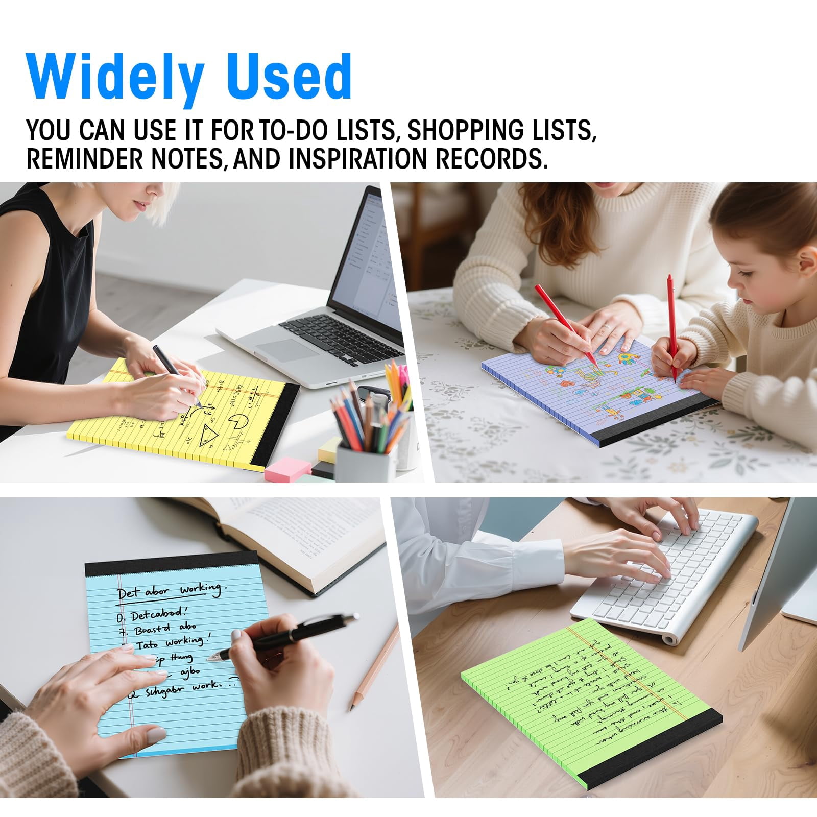 12pcs Legal Pads 8.5 X 11  Notepads 8.5 11 Inch Color Note Clear Print Writing Of Paper Memo Perforate Wide Ruled Lined With Sturdy 30 Sheets/pack