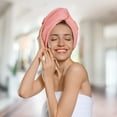 thumbnail image 4 of Microfiber Hair Towel Wrap, Hair Turban Towel Super Absorbent Twist Turban Dry Hair Caps with Buttons Bath Loop Fasten Salon Dry Hair Hat - By Exec-U-Gift, 4 of 6