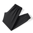 thumbnail image 5 of Men's Solid Color Elastic Waist Drawstring Joggers, Cuffed Ankle Jogger Pants, Lightweight Breathable Comfortable Sweatpants for Running Gym Workout Casual Daily, | AKLJWH,Black L, 5 of 6