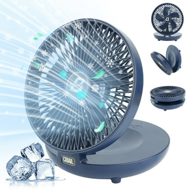 Blibly Desk Fan Rechargeable Table Fan 3 Speeds Small Quiet Bedside Fan 90 Degree Foldable Small Fans for Bedroom Home Office Wall Blue
