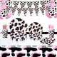 thumbnail image 3 of Vajilla de fiesta de cumpleaños con diseño de vaca negra y rosa, decoración con globos triangulares, suministros desechables para fiestas de cumpleaños, 3 of 5