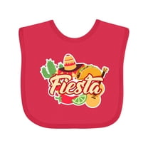 Inktastic Fiesta with Sombrero Taco Cactus Lime Red Pepper and Guitar in Background Boys or Girls Baby Bib