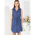 thumbnail image 2 of Vestido Camisero De Mezclilla Con Cuello De Mezclilla Con Botones En La Cintura Para Mujer Azul XS INSPIRE CHIC Vestido, 2 of 6