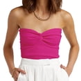 thumbnail image 1 of Camiseta sin tirantes con nudo torcido, camisetas sin tirantes para mujer, top informal de punto acanalado con nudo torcido, top sin tirantes con nudo torcido, innovación moderna, 1 of 8