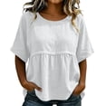 thumbnail image 2 of Womens Plus Size Babydoll Tops Summer Short Sleeve Peplum T Shirts Casual Loose Fit Crew Neck Going Out Tunics, 2 of 6