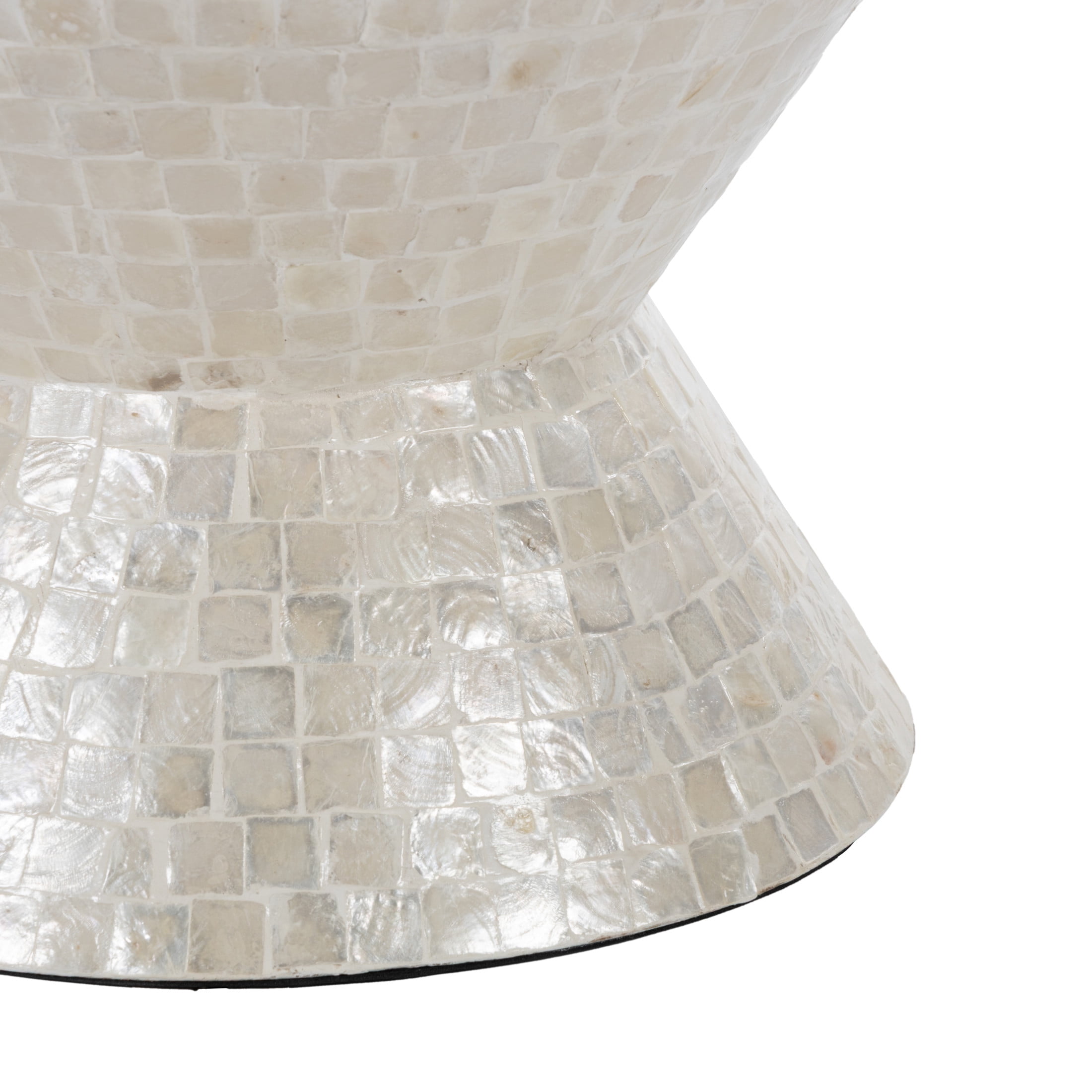 DecMode 16" x 22" Cream Capiz Shell Mosaic Inlay Accent Table, 1-Piece