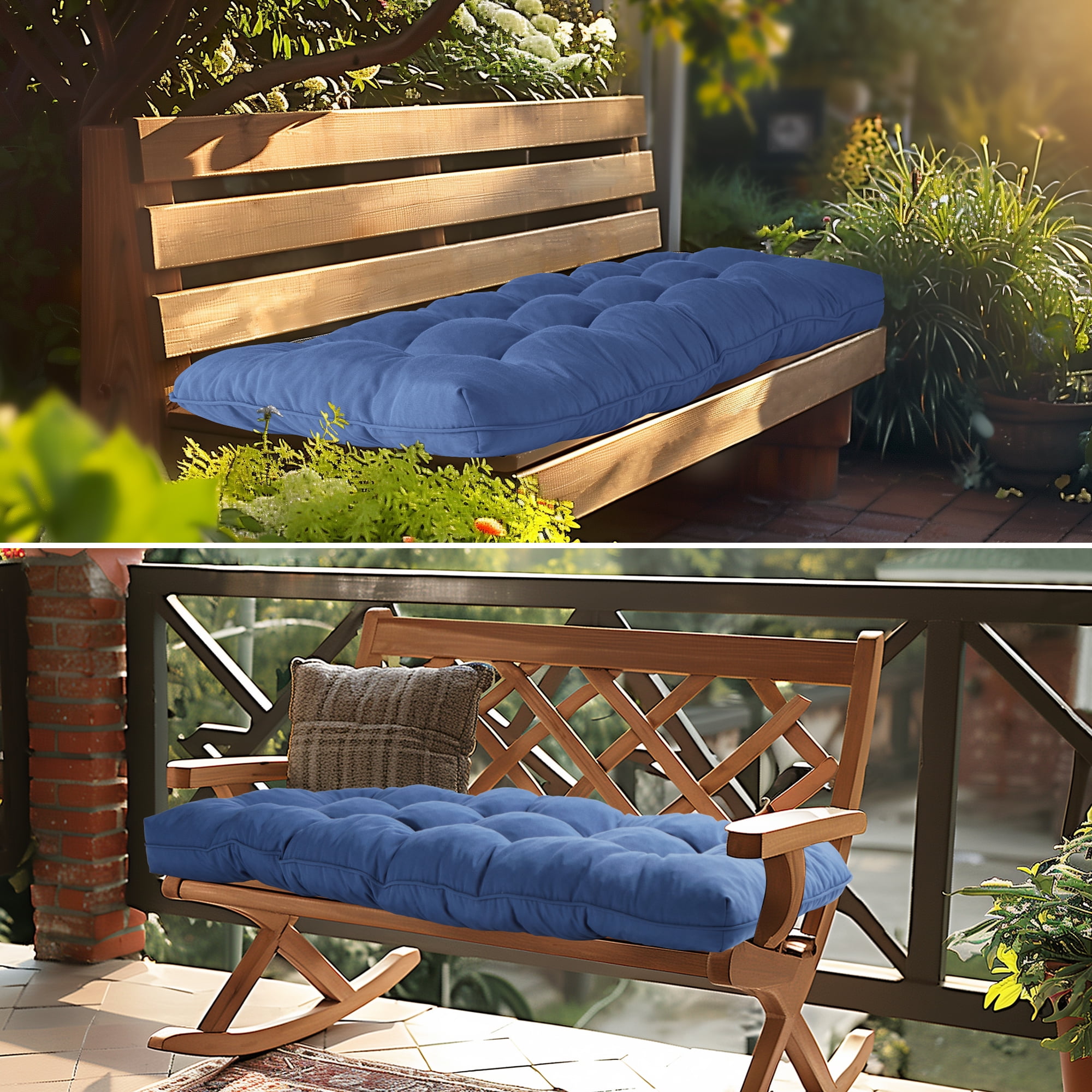 UNIKOME 44.5" x 19" Navy Outdoor Bench Seating Cushion, Water Resistant